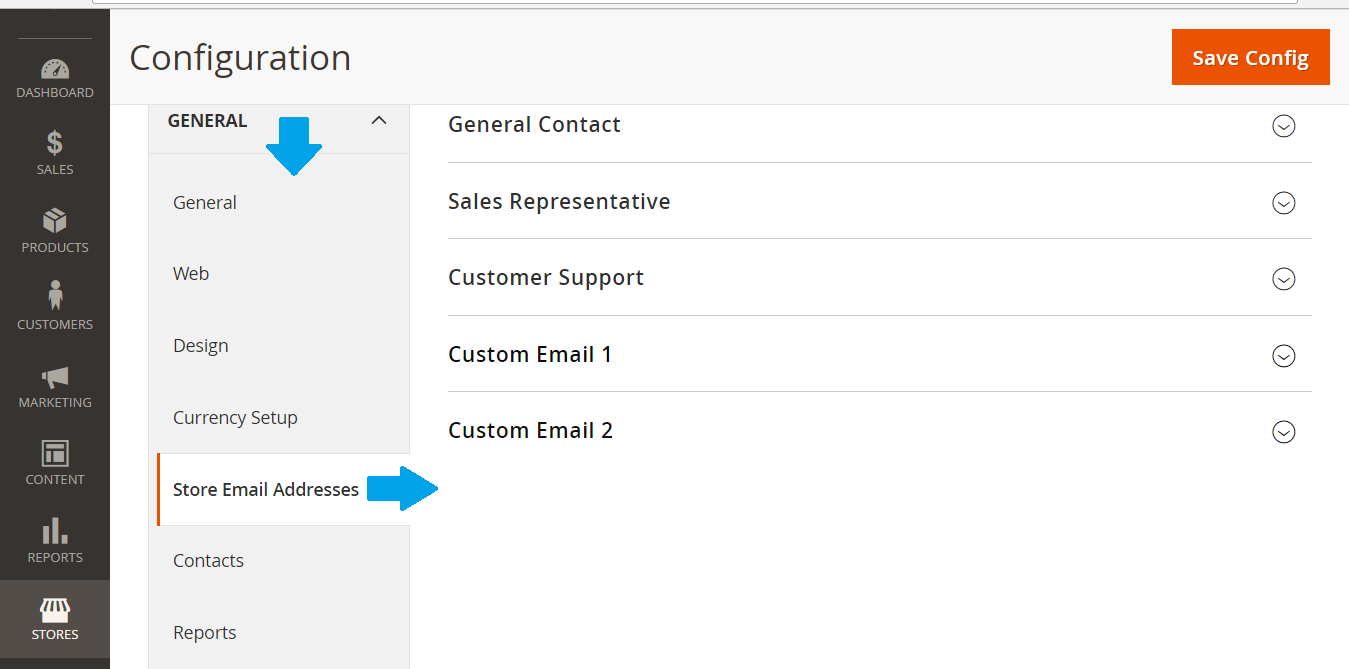 Add Magento Store Email Addresses