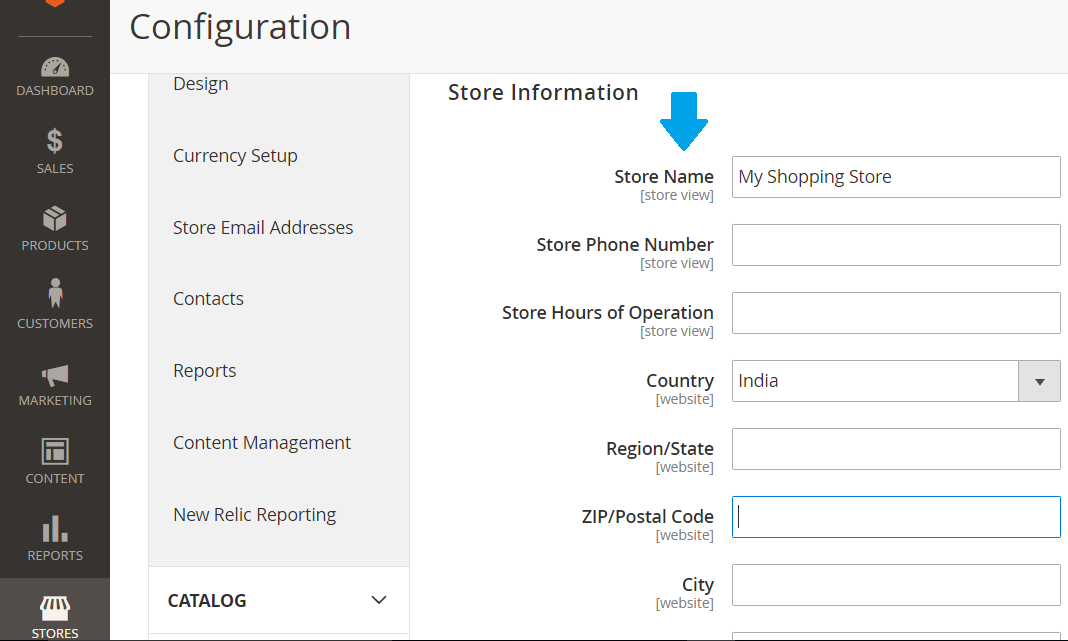 Add Magento store information