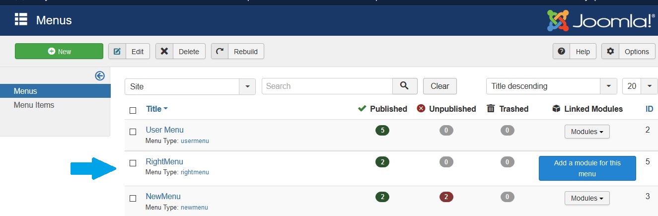 Add a module for Joomla RightMenu