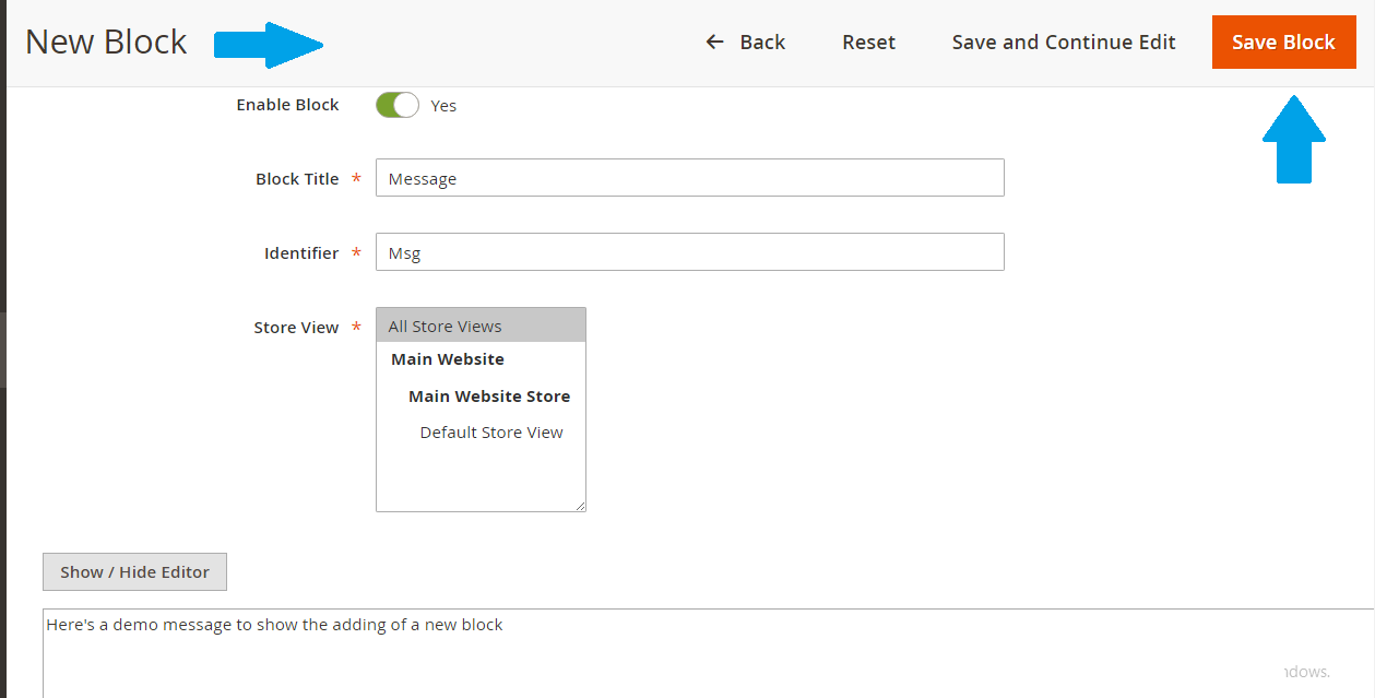 Add details for the new Magento block