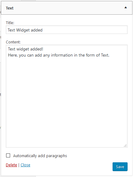 Adding content in WordPress Text Widget