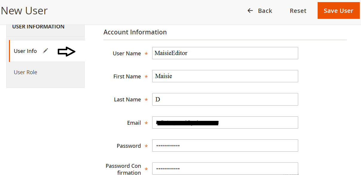 Adding information for new Magento User