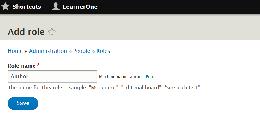 Adding new Drupal User Role Author