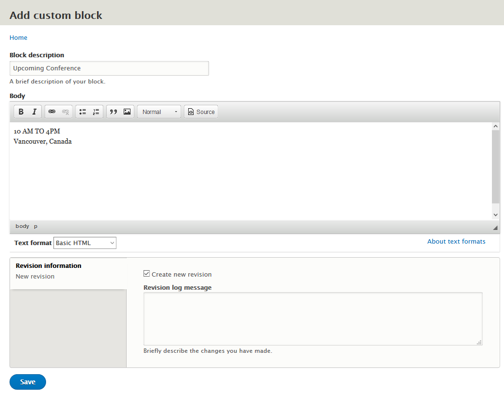 Adding new Drupal block