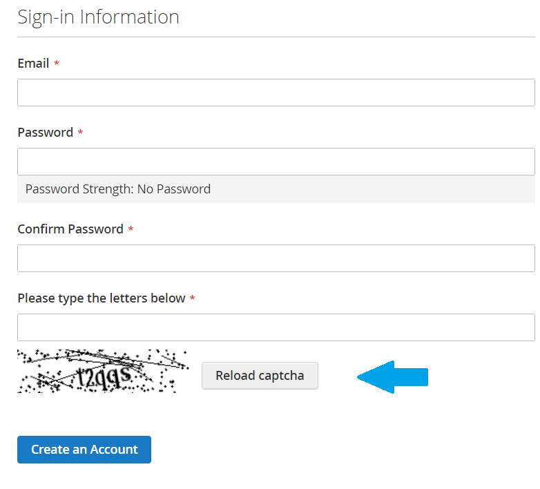 Captcha enabled for Magento new user registration