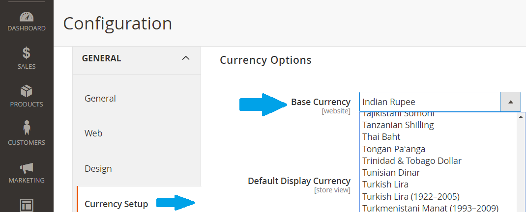 Change Magento Store Base Currency