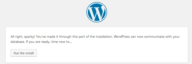 Click Run the Install to install WordPress