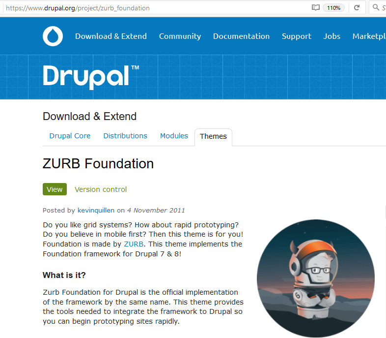 Drupal Themes - Zurb Foundation theme page