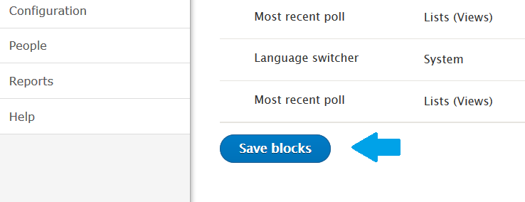 Drupal Blocks saved