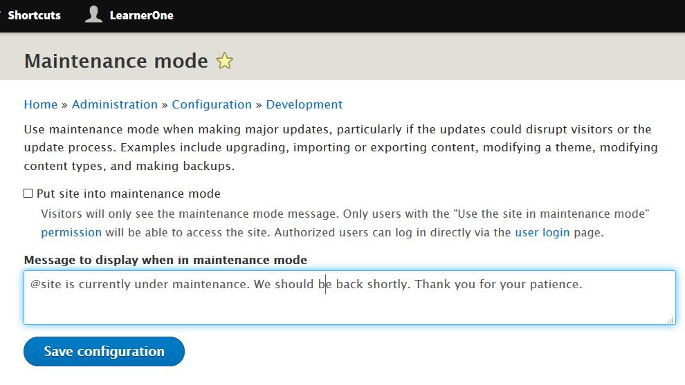 Drupal Maintenance Mode