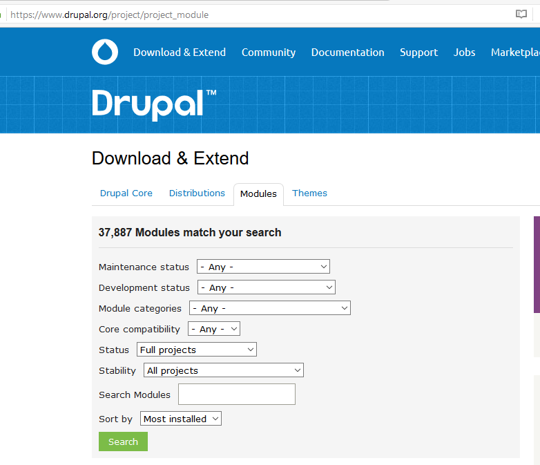 Drupal Module Selection Filters