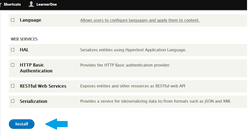 Drupal Modules Install option