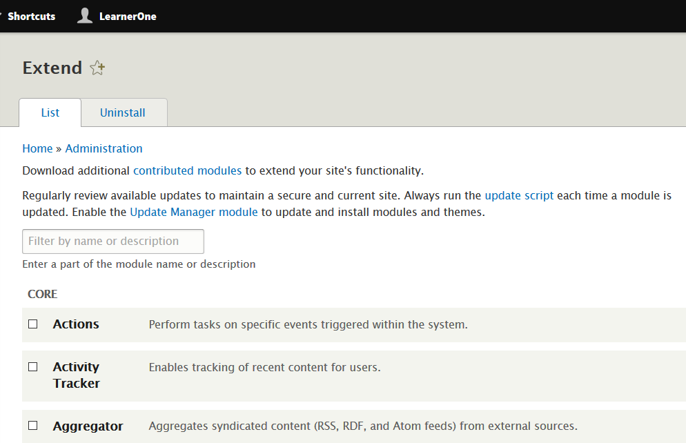 Drupal Modules section