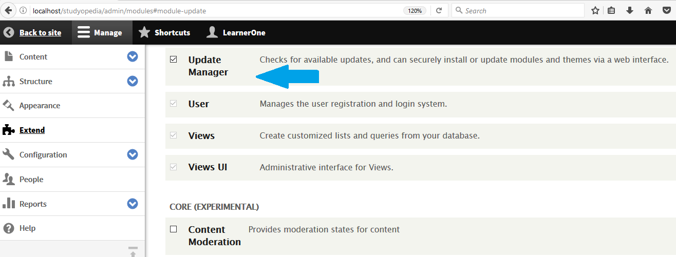 Drupal Update Manager Module