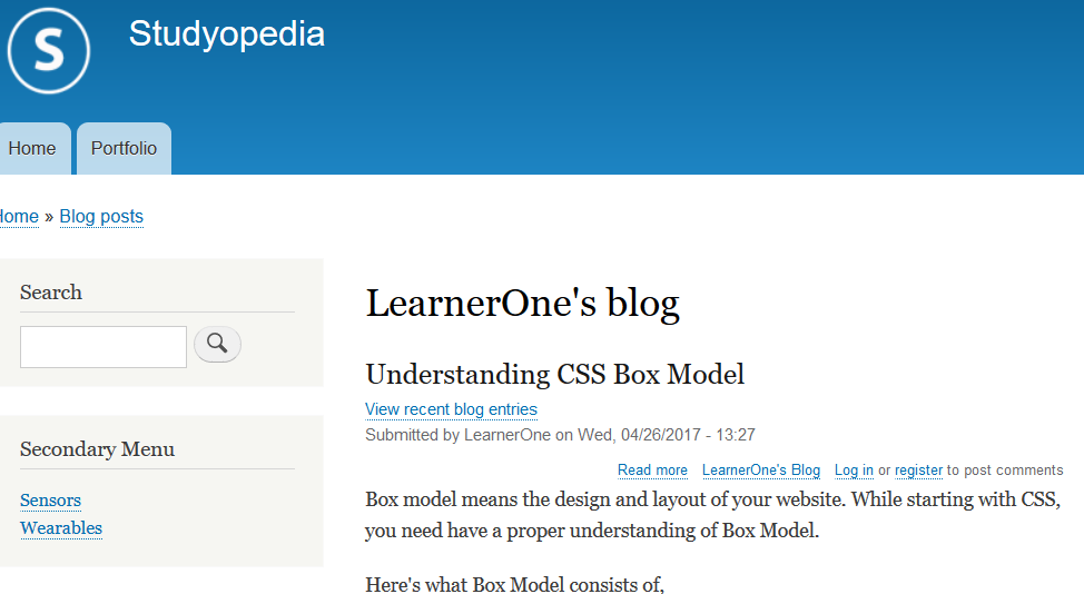Drupal blog created for user LearnerOne
