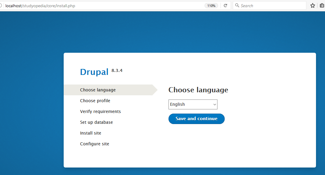 Drupal installation initiated