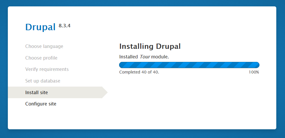 Drupal installed successfully