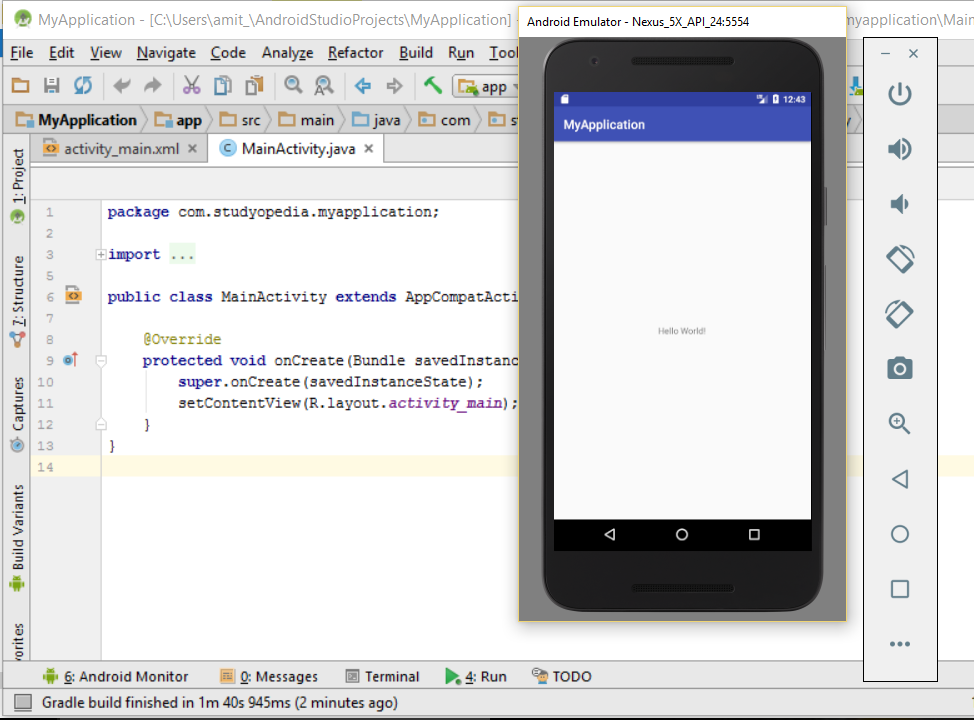 android studio hello world not working