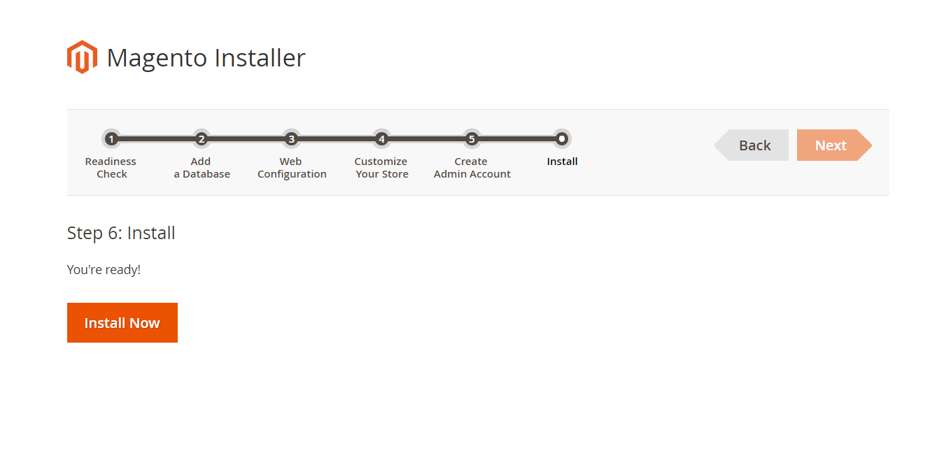 Final step to Install Magento Store