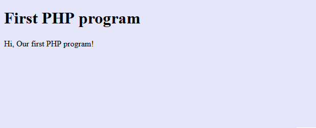 PHP First program Output