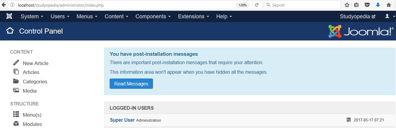 Joomla Control Panel