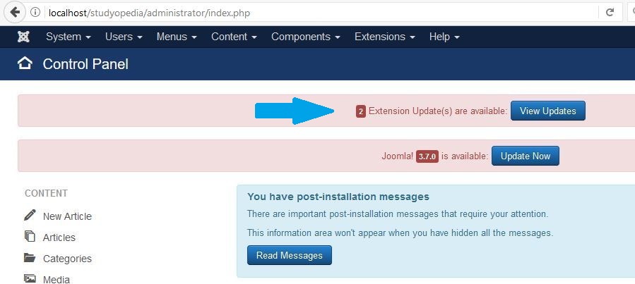 Joomla Extension update available