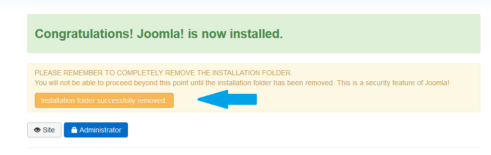 Joomla Installation folder removed