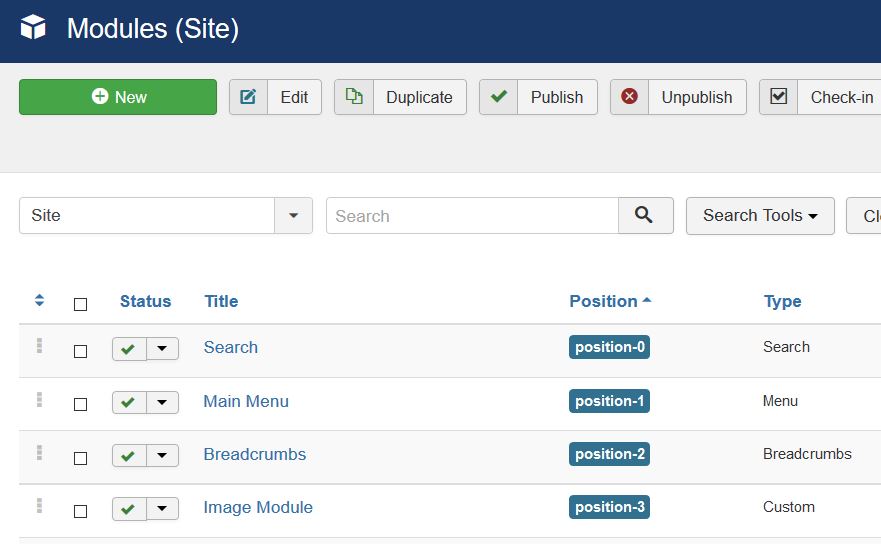 Joomla Published Modules