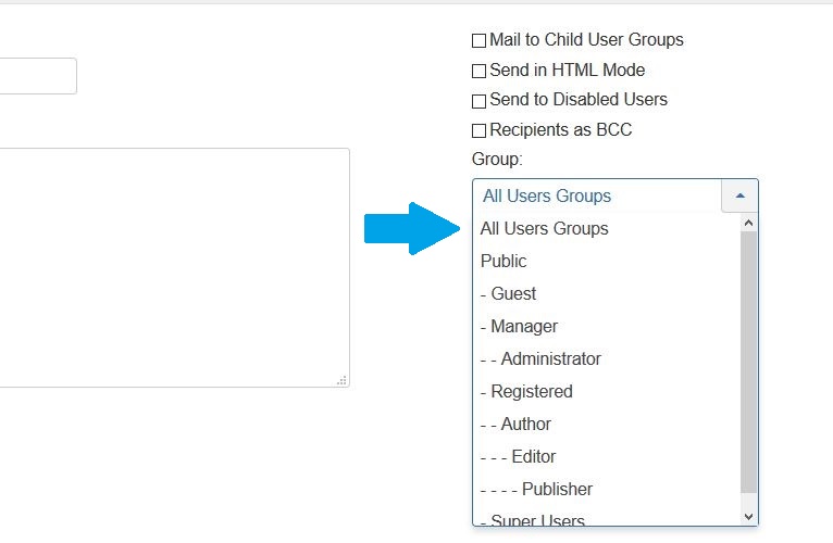 Joomla User Groups to send email