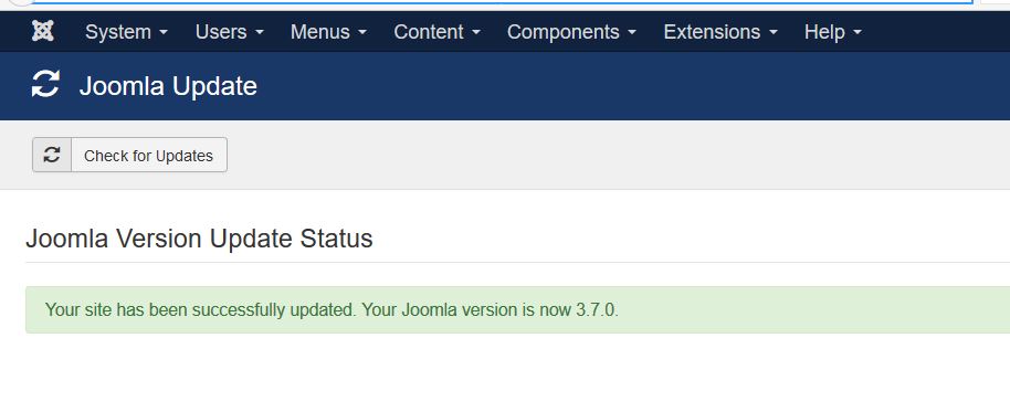 Joomla version updated successful
