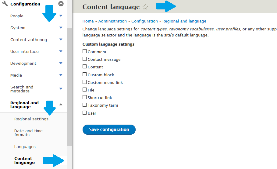 Language setting for your site