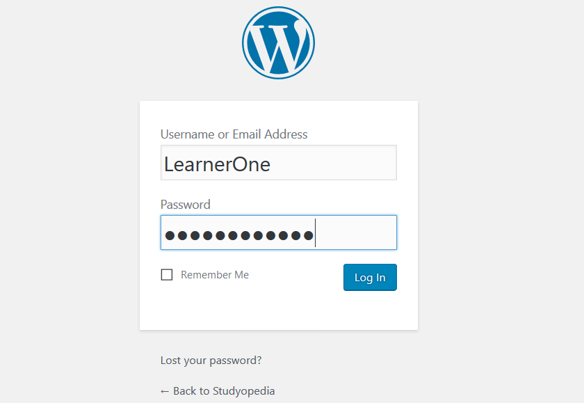 Login to WordPress website