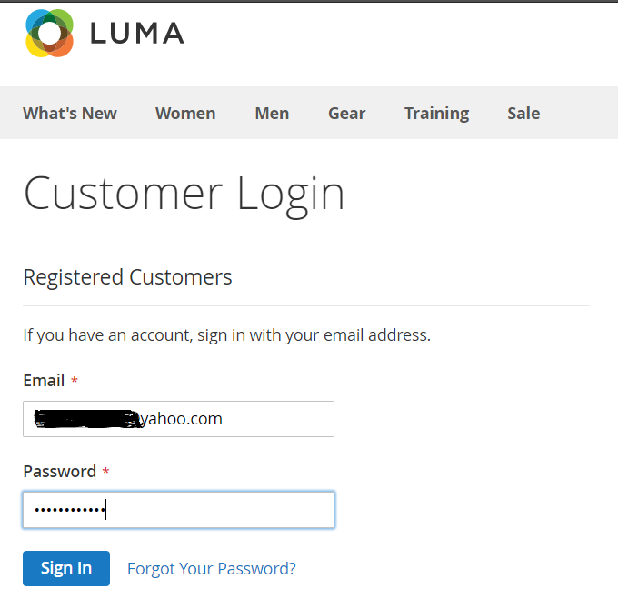 Magento Customer Login