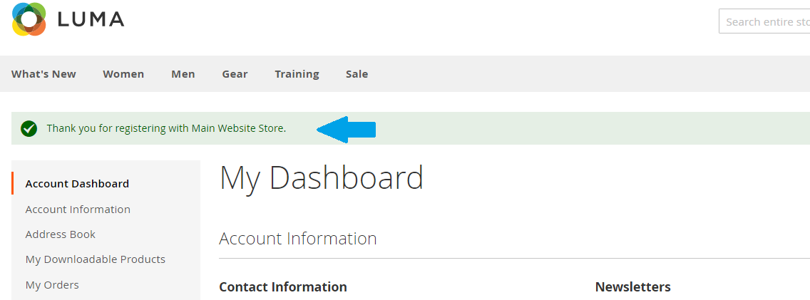 Magento Customer account created successfully