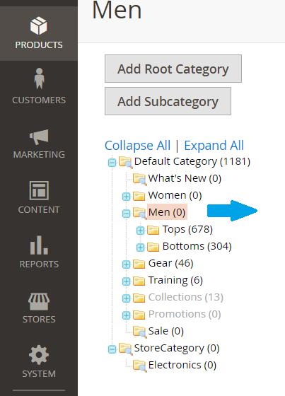 Magento Men Sub-category Tops and Bottoms