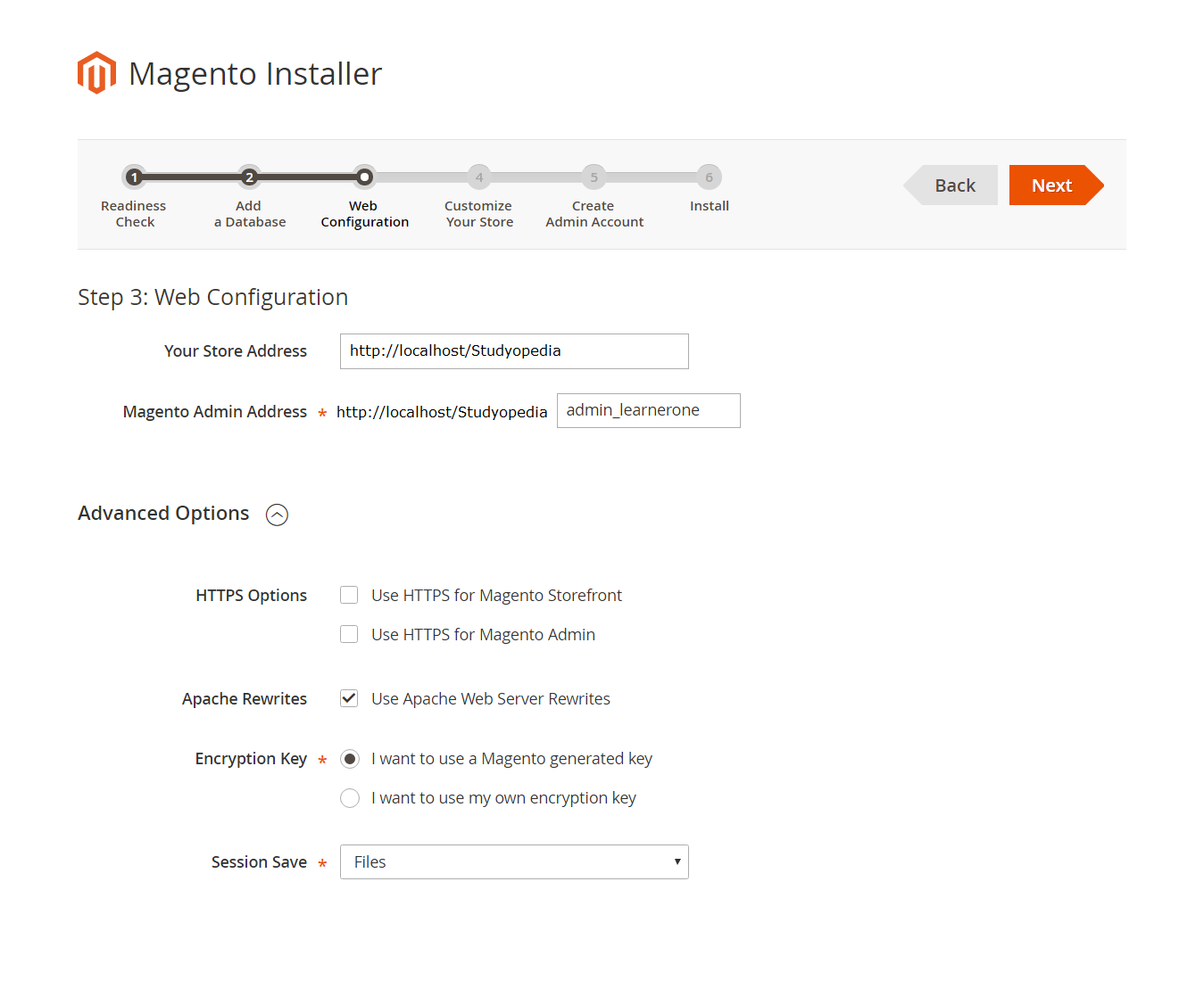 Magento Store Web Configuration