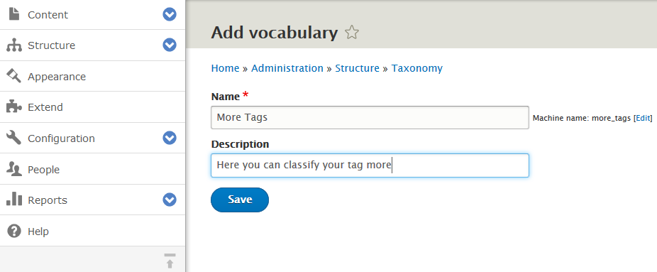 New Drupal Vocabulary added