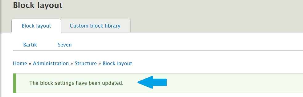 New Drupal block saved