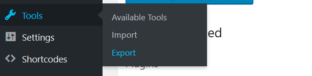 Reach WordPress Export Tools Section