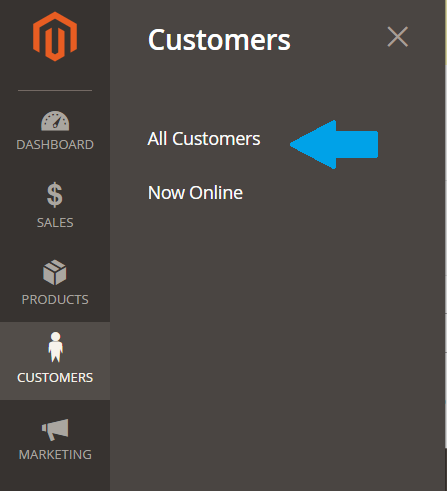 Reach the Magento customers section