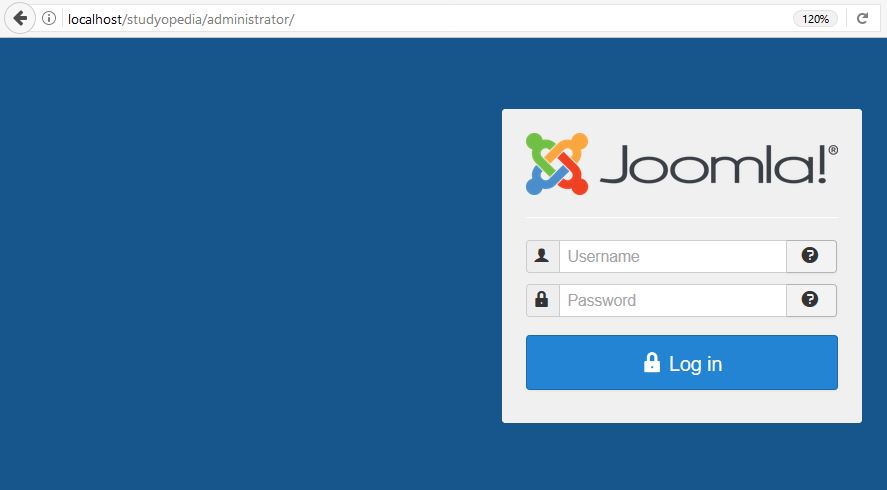 Reached Joomla administrator screen after installation