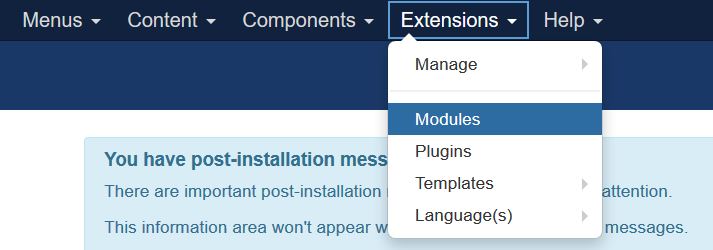 Reaching Joomla Modules section