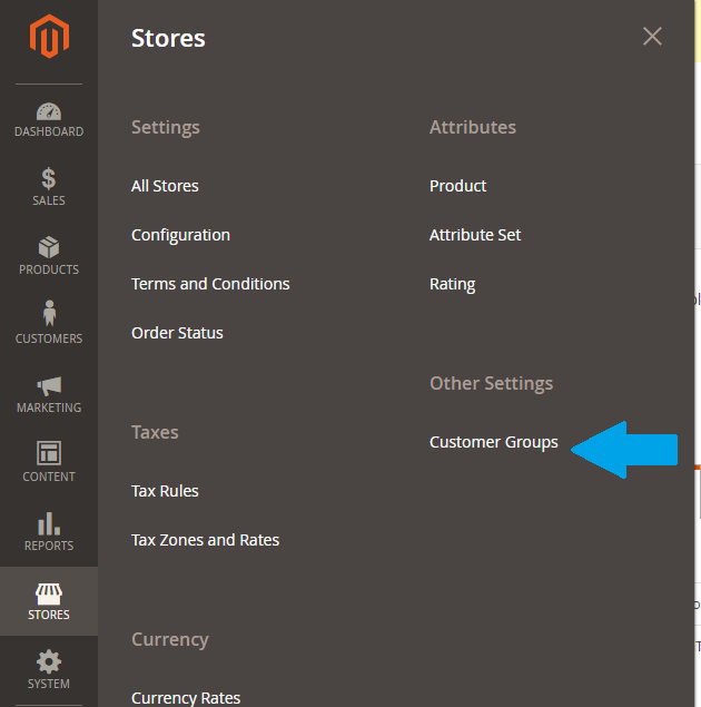 Reaching Magento Customer Groups section