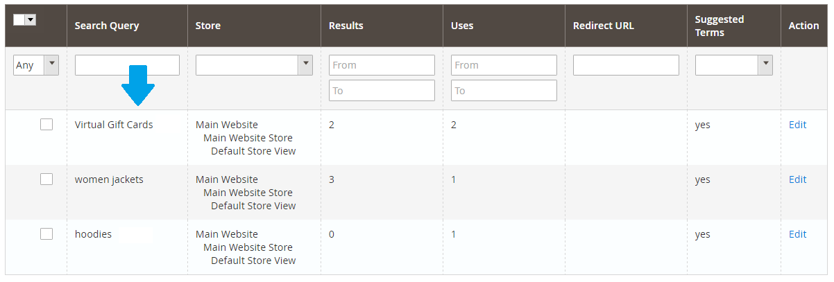 Reaching Magento Search Terms