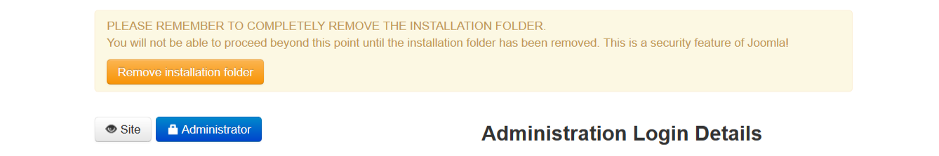 Remove Joomla Installation Folder