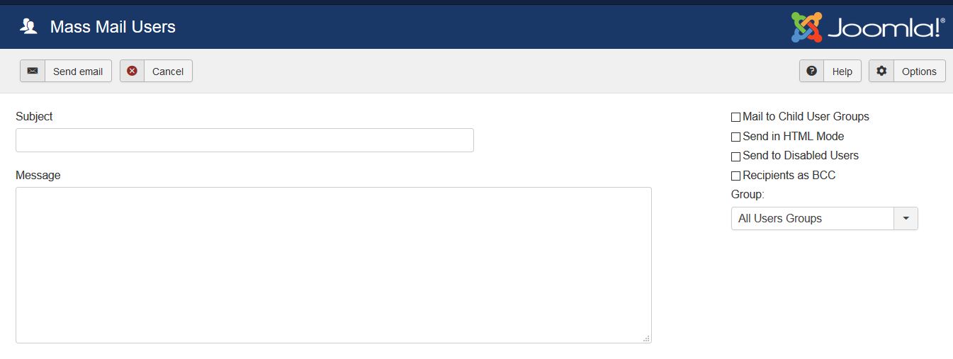 Sending email with Joomla Mass Mail Users section
