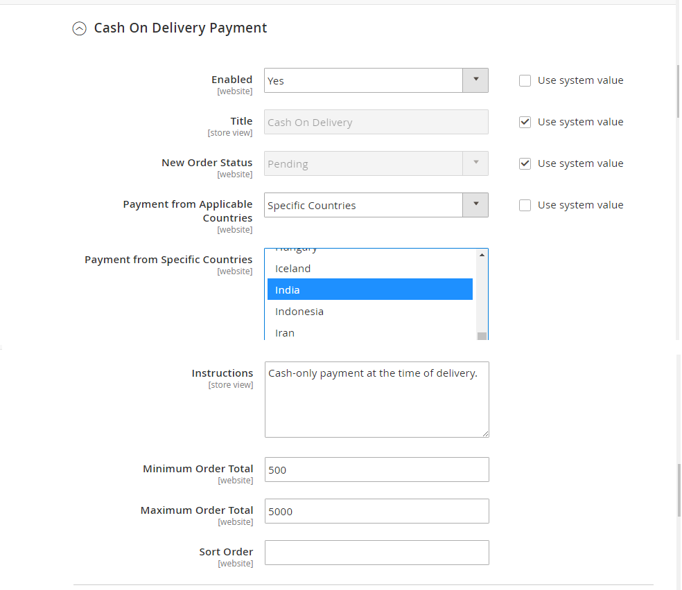 Magento Cash on Delivery Payment Method