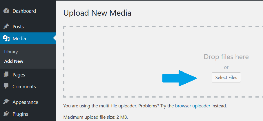 Upload WordPress Media files