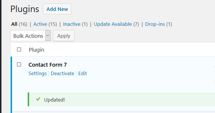 WordPress Plugin Contact Form 7 updated