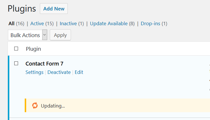 WordPress Plugin Contact Form 7 updating